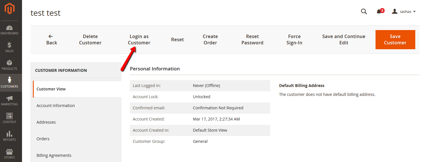 Magento 2 Admin Login as customer
