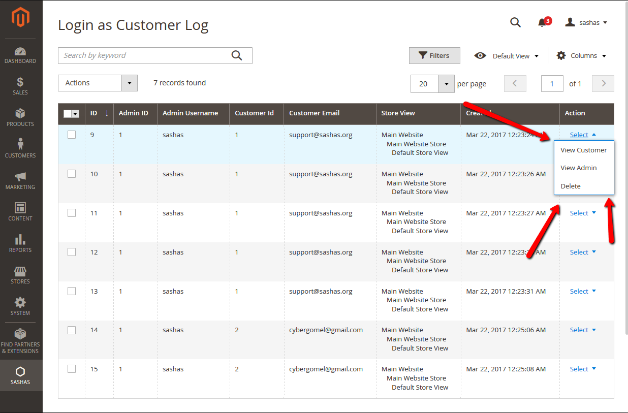 Magento 2 Login as Customer Log