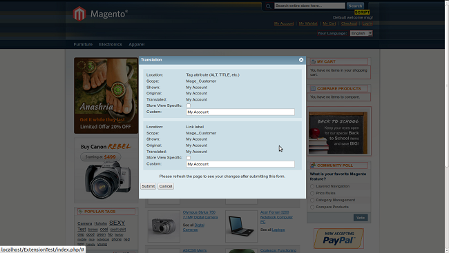 Magento Inline Translation popup window